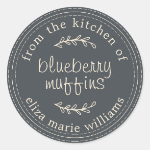 Sticker Rond Russe Moderne Produits Cuits Au Cuir Blueberry Muf
