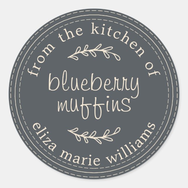 Sticker Rond Russe Moderne Produits Cuits Au Cuir Blueberry Muf (Devant)
