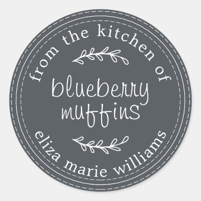 Sticker Rond Russe Moderne Produits Cuits Au Cuir Blueberry Muf (Devant)
