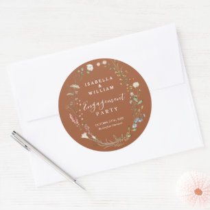 Sticker Rond Russe Terracotta Boho Fleur sauvage