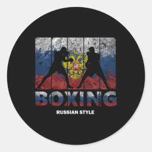 Sticker Rond Russe Vintage Boxe Grande Boxe Russie
