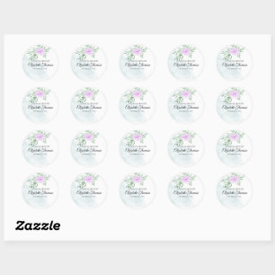 Sticker Rond Russe violet Rose Eucalyptus Memorial funérailles