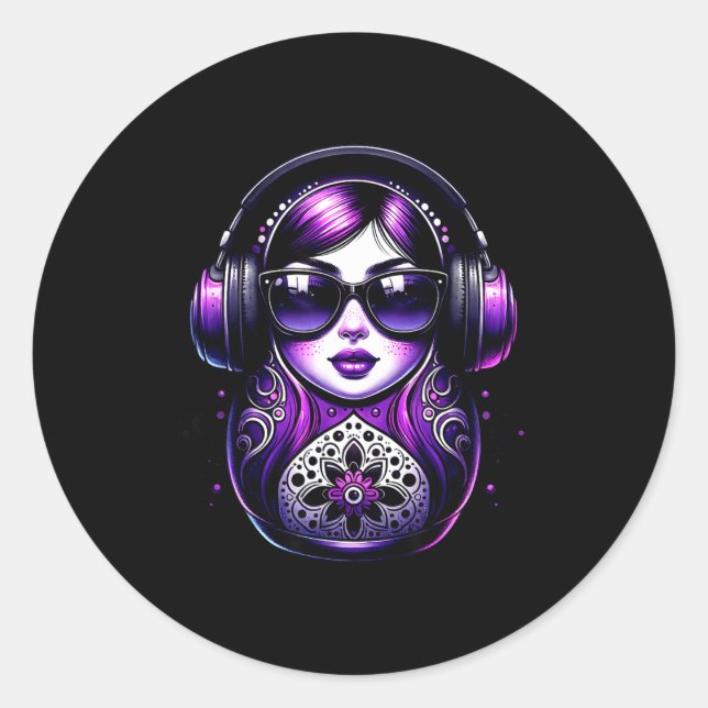 Sticker Rond Russian Matryoshka Music Russia Russian Matryoshka (Devant)