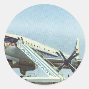 Sticker Rond RUSSIE Aeroflot Tu 114 AIRLINER