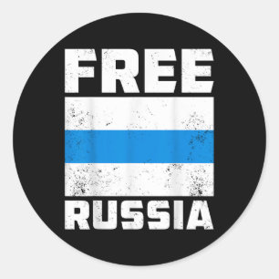 Sticker Rond Russie Libre Nouveau drapeau russe Bleu Blanc Anti