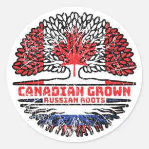 Sticker Rond Russie Russie Canada drapeau des racines de l'arbr