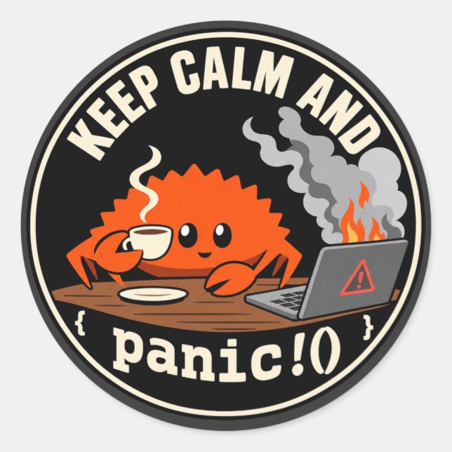 Sticker Rond Rust Ferris Crab mascotte de programmation (Devant)
