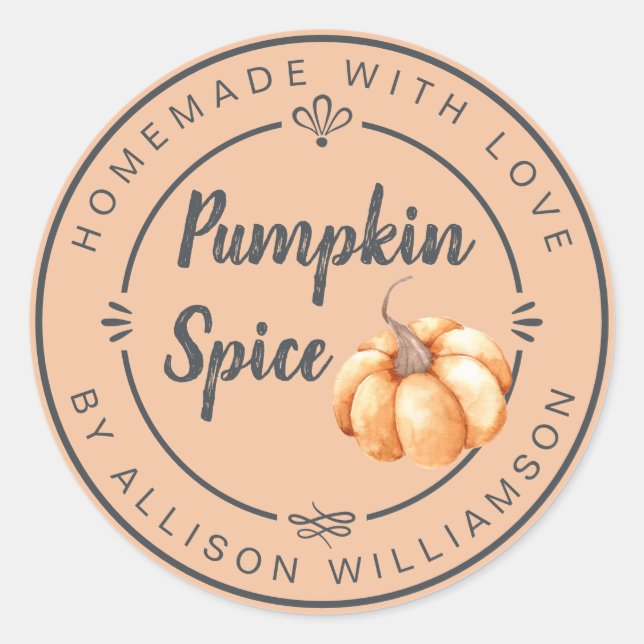 Sticker Rond Rustic Almond Cream Pumpkin Spice Homemade (Devant)