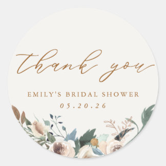 Sticker Rond Rustic Autumn Floral Bridal Shower Favor