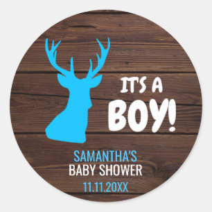 Sticker Rond Rustic Buck Deer Boy Thème Enveloppe Baby shower