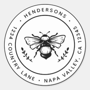 Sticker Rond Rustic Bumblebee Round Adresse de retour