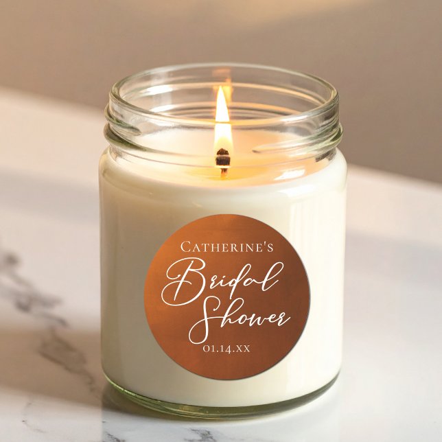 Sticker Rond Rustic Burnt Orange Bridal Shower Personalized (Créateur téléchargé)