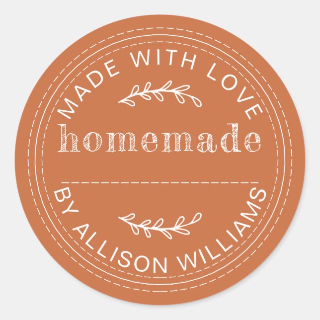 Sticker Rond Rustic Burnt Orange Homemade Baked Goods (Devant)