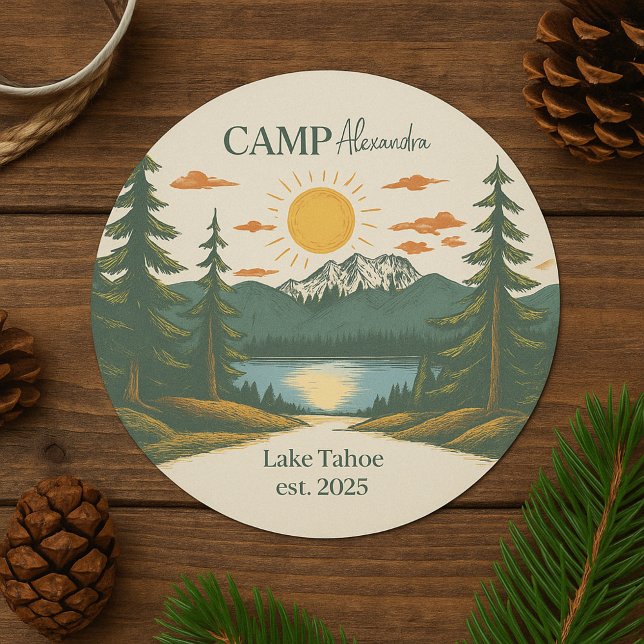 Sticker Rond Rustic Camp Weekend Retraite Bachelorette (Créateur téléchargé)