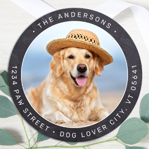 Sticker Rond Rustic Chalkboard Photo Adresse de retour