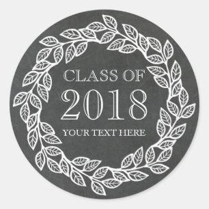 Sticker Rond Rustic Chalkboard Wreath Graduation Class of 2018