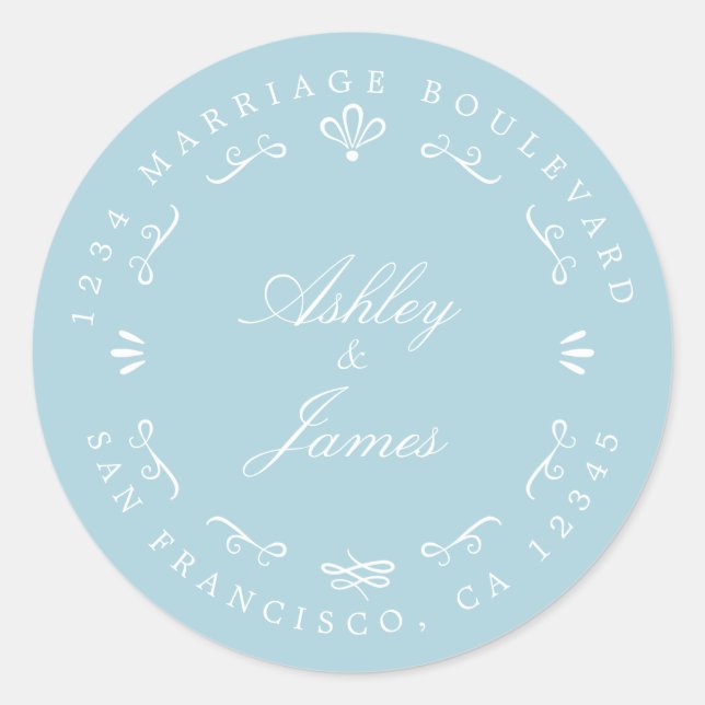 Sticker Rond Rustic Chic Future M. Mme Mariage Retour Adresse (Devant)