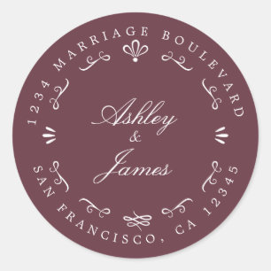 Sticker Rond Rustic Chic Future M. Mme Mariage Retour Adresse