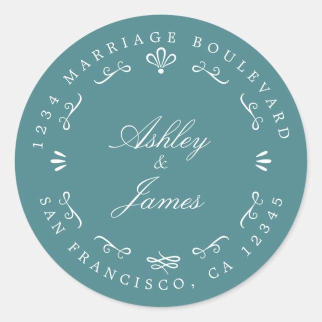 Sticker Rond Rustic Chic Future M. Mme Mariage Retour Adresse (Devant)