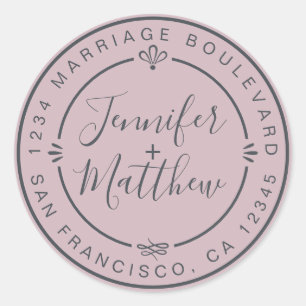 Sticker Rond Rustic Chic Mariage Monogramme Adresse de retour P