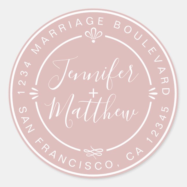 Sticker Rond Rustic Chic Mariage Monogramme Adresse de retour R (Devant)