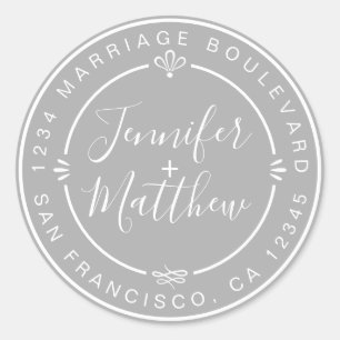 Sticker Rond Rustic Chic Mariage Monogramme Retourner Adresse G