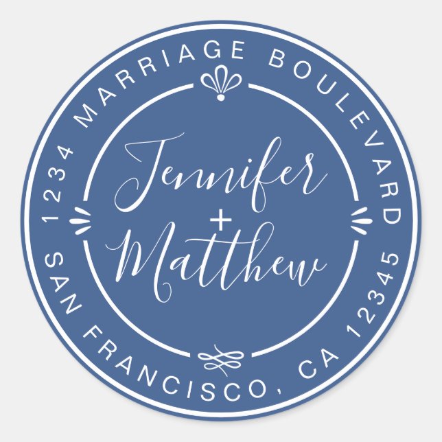 Sticker Rond Rustic Chic Names Retourner l'adresse Classique Bl (Devant)