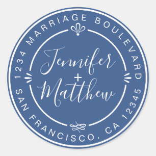 Sticker Rond Rustic Chic Names Retourner l'adresse Classique Bl