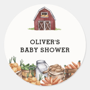 Sticker Rond Rustic Country Baby shower végétarien cultivé loca