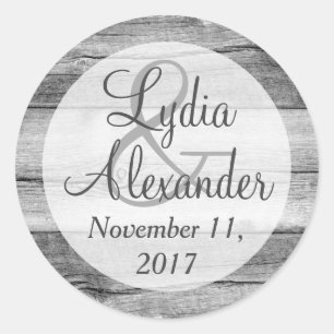 Sticker Rond Rustic Country Grange Wood Mariage Mariée & Salle