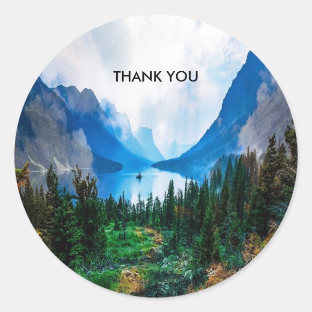 Sticker Rond Rustic Country Mountains Nature Pittoresque (Devant)