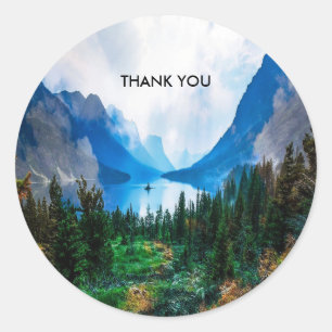 Sticker Rond Rustic Country Mountains Nature Pittoresque