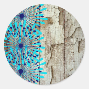 Sticker Rond Rustic Country Old Barn Wood