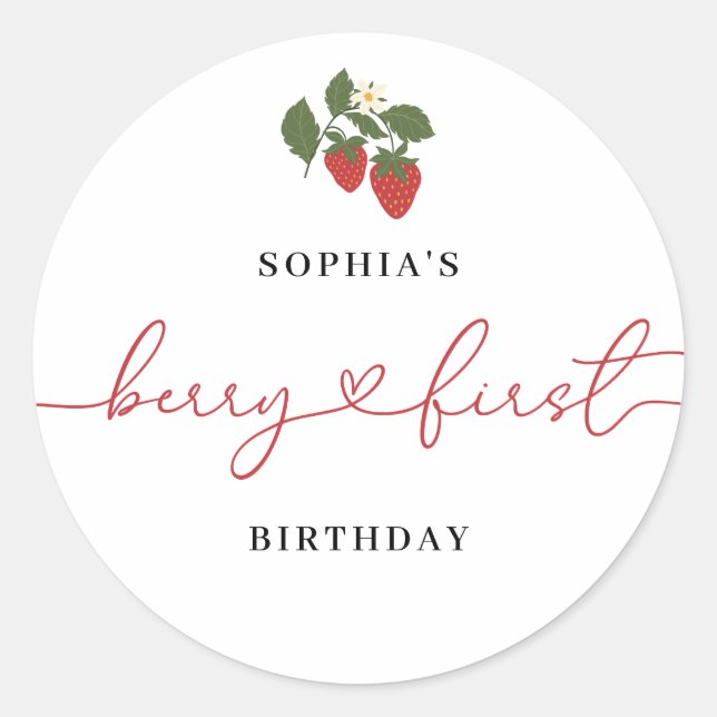Sticker Rond Rustic Elegant Girl's Berry Premier anniversaire (Devant)