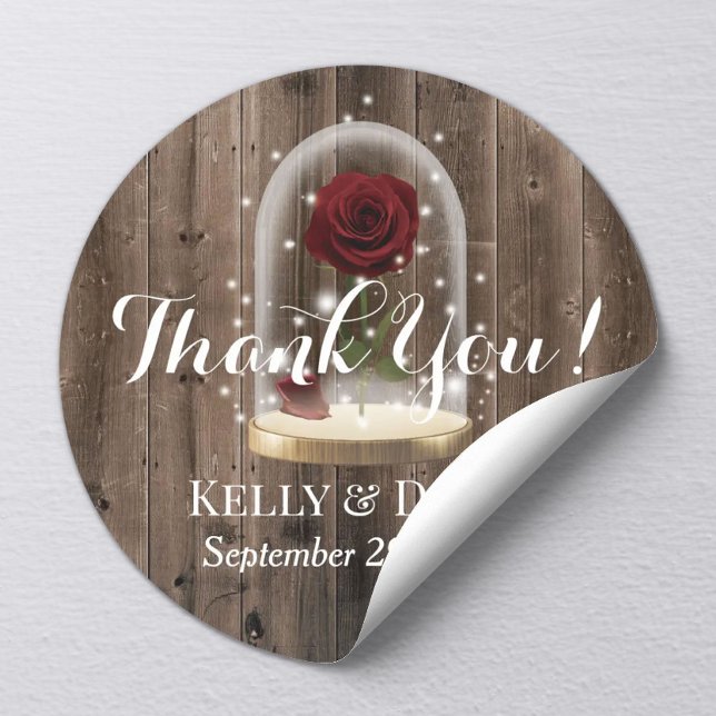 Sticker Rond Rustic Fairytale Princess Rose Dome Mariage (Créateur téléchargé)