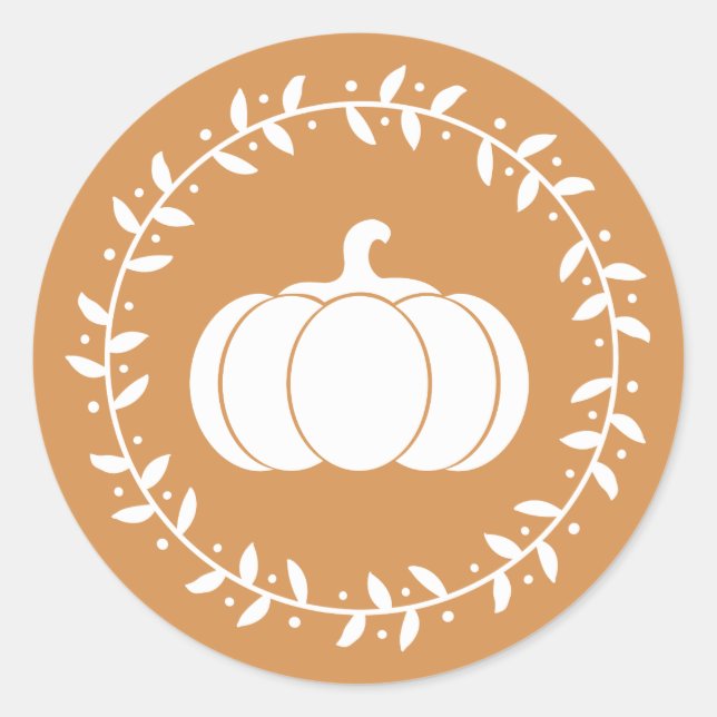 Sticker Rond Rustic Fall White Citrouille & Wreath (Devant)