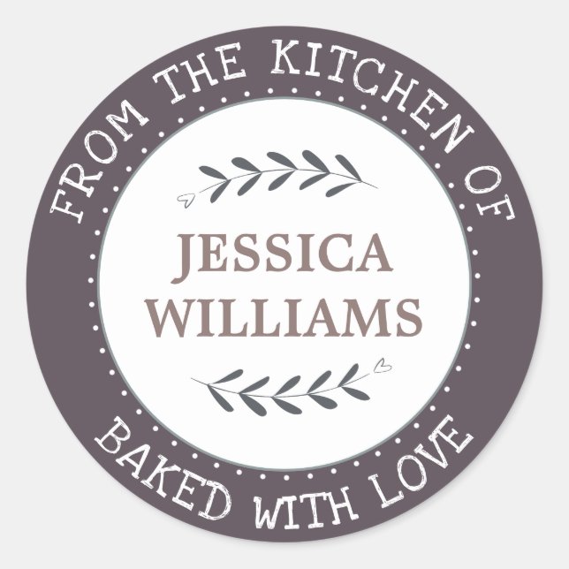 Sticker Rond Rustic Farmhouse cadeau de cuisson personnalisée (Devant)