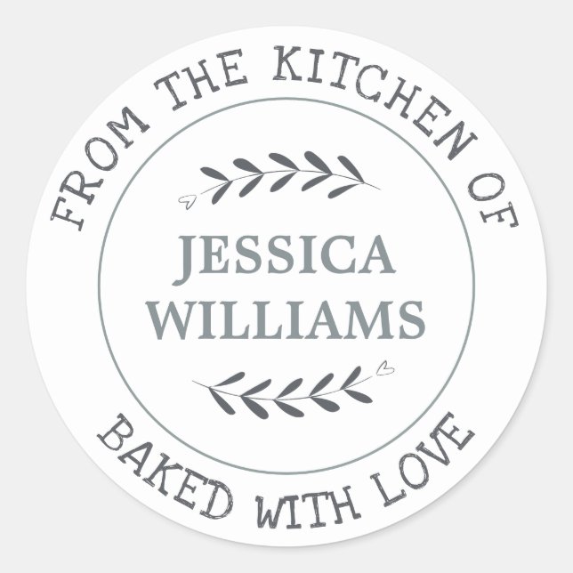 Sticker Rond Rustic Farmhouse cadeau de cuisson personnalisée (Devant)