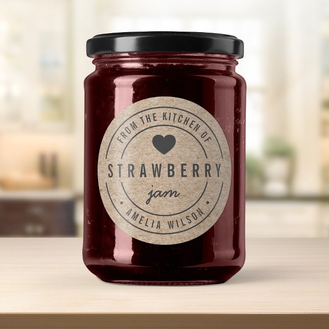 Sticker Rond Rustic Faux Kraft Bold De la cuisine de (Créateur téléchargé)