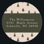 Sticker Rond Rustic Forest Green Christmas Trees Return Adresse<br><div class="desc">Forêt rustique Green Arbres de Noël personnalisés Joyeux Noël Classic Retour Adresse Classic Round Sticker</div>