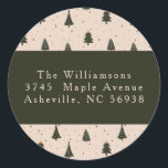 Sticker Rond Rustic Forest Green Christmas Trees Return Adresse<br><div class="desc">Forêt rustique Green Arbres de Noël personnalisés Joyeux Noël Classic Retour Adresse Classic Round Sticker</div>
