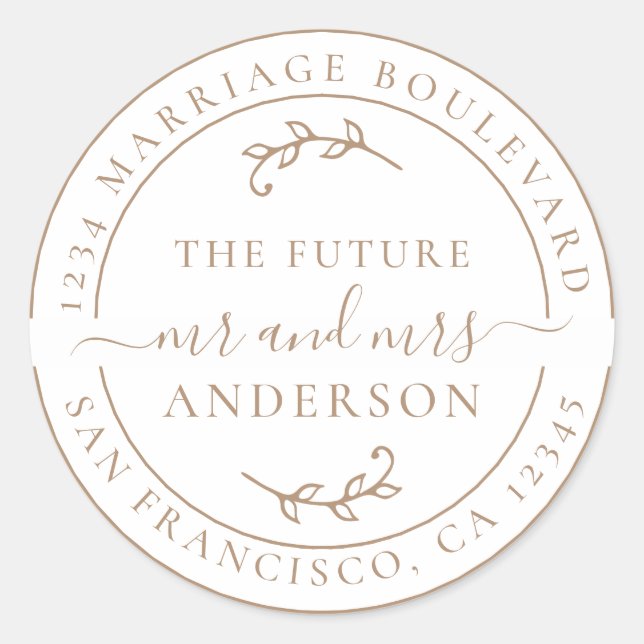 Sticker Rond Rustic Future M. Mme Coffee Retour Adresse (Devant)