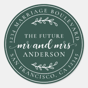 Sticker Rond Rustic Future M. Mme Dark Green Retour Adresse