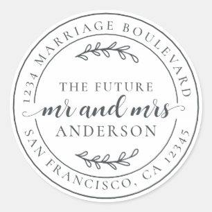 Sticker Rond Rustic Future M. Mme Off-Black Adresse de retour