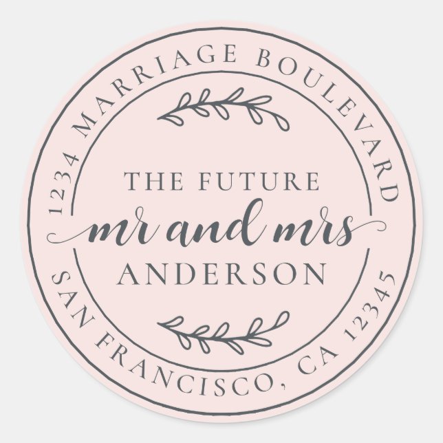 Sticker Rond Rustic Future M. Mme Pink Adresse de retour (Devant)