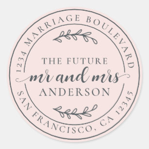 Sticker Rond Rustic Future M. Mme Pink Adresse de retour
