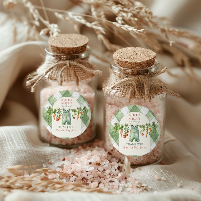 Sticker Rond Rustic Gender Neutral Little Sprout Baby Shower (Créateur téléchargé)