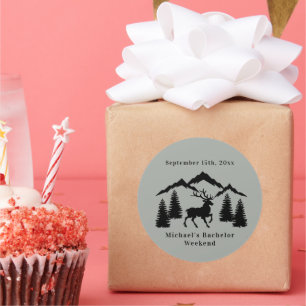 Sticker Rond Rustic Grey Chasse Bachelor Week-end