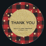 Sticker Rond Rustic Holiday Red Buffalo Plaid Gold Parties scin<br><div class="desc">Stickers</div>