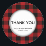 Sticker Rond Rustic Holiday Red Buffalo Plaid White Favreat<br><div class="desc">Stickers</div>